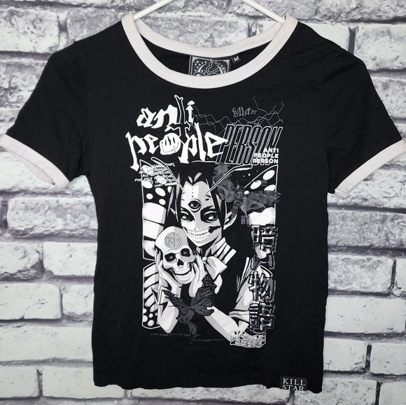 Black Killstar 'No Fairytale' Ringer Tee - M - Picture 1 of 4